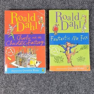 Roald Dahl 2 Paperback Book Lot Charlie Chocolate Factory & Fantastic Mr Fox Y2K